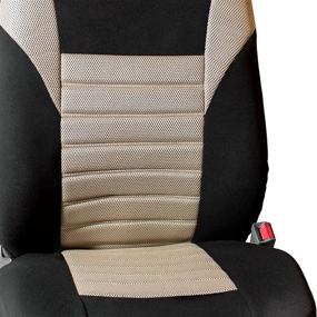 img 1 attached to 🛋️ Beige Universal Seat Cover (Premium 3D Air Mesh Design, Airbag Compatible) by FH Group FB068BEIGE102