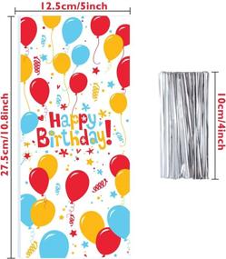 img 3 attached to 100-Piece Bright Balloon Print Clear Plastic Cellophane Candy Goodie Gift Bags with Silver Twist Ties for Birthday Party Decorations