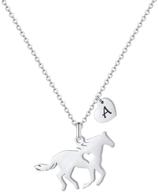 dainty horse necklace for girls: stainless steel heart pendant initial jewelry for horse lovers logo