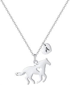 img 4 attached to Dainty Horse Necklace for Girls: Stainless Steel Heart Pendant Initial Jewelry for Horse Lovers
