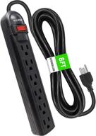 🔌 6-outlet surge protector power strip with 8-foot extension cord - black, etl listed/ul standard logo
