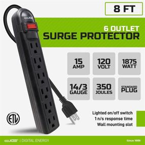 img 2 attached to 🔌 6-Outlet Surge Protector Power Strip with 8-Foot Extension Cord - Black, ETL Listed/UL Standard