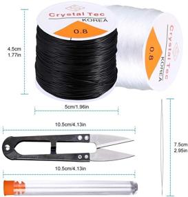 img 3 attached to 📿 50M Black and 50M Clear Elastic Cord for Jewelry Making - 0.8mm Elastic String Beading Jewelry String Stretch Cord with Beaded Needle and Scissors for Bracelets and Crystal Stretchy String Bead Cord