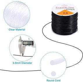 img 2 attached to 📿 50M Black and 50M Clear Elastic Cord for Jewelry Making - 0.8mm Elastic String Beading Jewelry String Stretch Cord with Beaded Needle and Scissors for Bracelets and Crystal Stretchy String Bead Cord