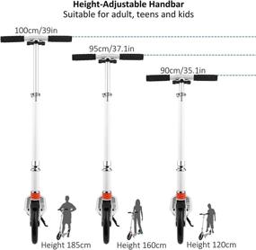 img 1 attached to Складной самокат WeSkate для взрослых и подростков - регулируемая рукоятка T-образная, легкая алюминиевая платформа, максимальная нагрузка 220 фунтов.