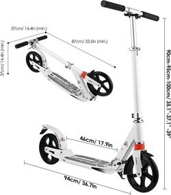 img 2 attached to Складной самокат WeSkate для взрослых и подростков - регулируемая рукоятка T-образная, легкая алюминиевая платформа, максимальная нагрузка 220 фунтов.