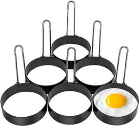 img 4 attached to Stainless Steel Round Non-Stick Egg Ring Set - 6 Pack Egg Cooking Molds for Frying Eggs