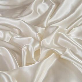 img 1 attached to 🛏️ Silky Satin White Ruffle Duvet Cover Set - Chic Boho Bedding with Fringe Design - Queen Size with 1 Duvet Cover and 2 Pillow Shams (White/Silver)