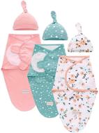 hooyax cotton swaddle blanket for baby boys and girls - 👶 3 pack, pink+green+floral, adjustable sleep sack for newborn babies, large size (3-6 months) logo