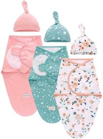 img 4 attached to Hooyax Cotton Swaddle Blanket for Baby Boys and Girls - 👶 3 Pack, Pink+Green+Floral, Adjustable Sleep Sack for Newborn Babies, Large Size (3-6 Months)