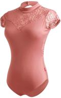 👗 daydance girls women ballet bodysuit cap sleeve - lace turtleneck leotard, size up логотип