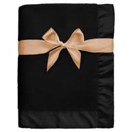 👶✨ goleem fleece baby blanket with satin trim - soft anti-static plush blanket for boys and girls - black - 30x40 inch logo
