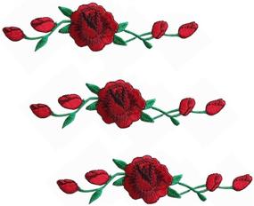 img 4 attached to Woohome 3PCS Rose Flower Patch - Embroidered 🌹 Iron-On Applique Patch for Crafts, Sewing, Garments, and Fabrics