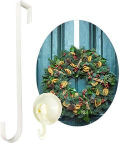 img 4 attached to 🚪 16-Inch Over Door Wreath Hook by MUXGOA - Sleek Metal Over Door Wreath Holder for Seasonal Hanger on Front or Back Door (White)
