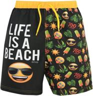 🏖️ boys' swim shorts with sun and palm trees emojis logo