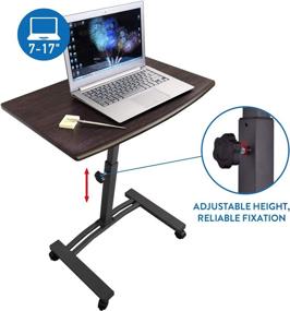 img 1 attached to 📦 Tatkraft Salute Brown Portable Laptop Desk Cart | Height Adjustable (23.6x15.7'') | Wheels & Stoppers - Ultimate Mobility and Convenience