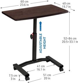 img 3 attached to 📦 Tatkraft Salute Brown Portable Laptop Desk Cart | Height Adjustable (23.6x15.7'') | Wheels & Stoppers - Ultimate Mobility and Convenience