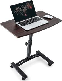 img 4 attached to 📦 Tatkraft Salute Brown Portable Laptop Desk Cart | Height Adjustable (23.6x15.7'') | Wheels & Stoppers - Ultimate Mobility and Convenience