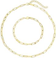 💎 i's isaacsong 14k gold plated chunky oval chain link jewelry set for women - choker collar necklaces & bracelets logo