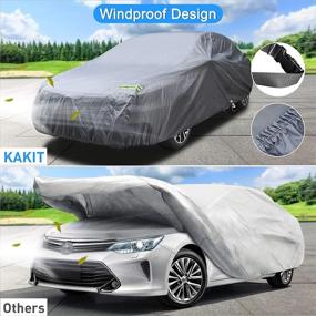 img 1 attached to 🚗 KAKIT 210D Oxford Waterproof Full Car Cover: Lightweight Protection for All-Weather Outdoor Use - Fits Sedan Up to 195 inches