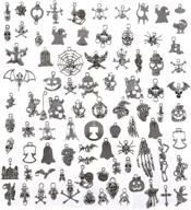 🎃 90-piece antique silver halloween charms: craft supplies pendants for diy jewelry making logo