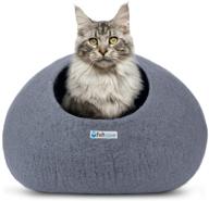 🐱 feltcave extra large cat cave bed, handcrafted with merino wool, eco-friendly felt, indoor cat condo, calming hideaway tent, cozy pet pod, cacoon nest, hooded igloo house logo