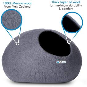 img 2 attached to 🐱 Feltcave Extra Large Cat Cave Bed, Handcrafted with Merino Wool, Eco-Friendly Felt, Indoor Cat Condo, Calming Hideaway Tent, Cozy Pet Pod, Cacoon Nest, Hooded Igloo House