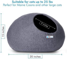 img 3 attached to 🐱 Feltcave Extra Large Cat Cave Bed, Handcrafted with Merino Wool, Eco-Friendly Felt, Indoor Cat Condo, Calming Hideaway Tent, Cozy Pet Pod, Cacoon Nest, Hooded Igloo House