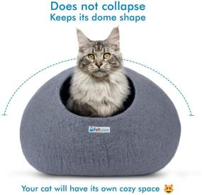 img 1 attached to 🐱 Feltcave Extra Large Cat Cave Bed, Handcrafted with Merino Wool, Eco-Friendly Felt, Indoor Cat Condo, Calming Hideaway Tent, Cozy Pet Pod, Cacoon Nest, Hooded Igloo House