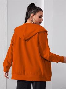 img 3 attached to 🧥 Women's Oversize Drop Shoulder Hoodie Coat with Zip Up, Long Sleeve, and Drawstring