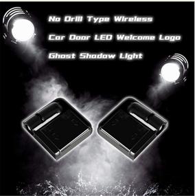 img 2 attached to 🚪 Wireless Door Sensor Lights (2pcs) with 3D Ghost Shadow Emblems, No Drilling LED Laser Door Shadow Light Welcome Projector Lamps, Compatible with Ford, Audi, VW, Dodge, Toyota, Honda - Punisher Skull Design