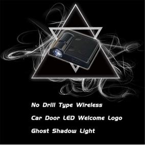 img 1 attached to 🚪 Wireless Door Sensor Lights (2pcs) with 3D Ghost Shadow Emblems, No Drilling LED Laser Door Shadow Light Welcome Projector Lamps, Compatible with Ford, Audi, VW, Dodge, Toyota, Honda - Punisher Skull Design