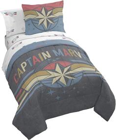 img 4 attached to 🛏️ The Ultimate Marvel Fan's Dream Bed: Jay Franco Captain Marvel Multi Stripes Queen Bed Set in Stunning Blue