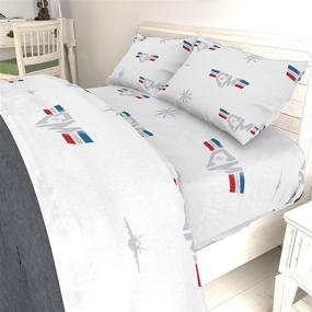 img 1 attached to 🛏️ The Ultimate Marvel Fan's Dream Bed: Jay Franco Captain Marvel Multi Stripes Queen Bed Set in Stunning Blue