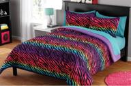 🌈 stylish and versatile zebra rainbow comforter set for girls, teens, and adults - includes comforter and 2 shams logo