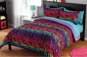 img 1 attached to 🌈 Stylish and Versatile Zebra Rainbow Comforter Set for Girls, Teens, and Adults - Includes Comforter and 2 Shams