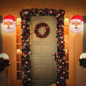 img 3 attached to 🎅 MAOYUE 2 Pack Christmas Porch Light Covers: Santa Claus 12.5 Inch Holiday Decoration for Porch & Garage Lights