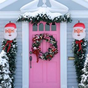 img 2 attached to 🎅 MAOYUE 2 Pack Christmas Porch Light Covers: Santa Claus 12.5 Inch Holiday Decoration for Porch & Garage Lights