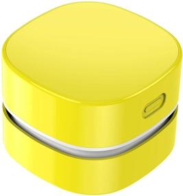 img 4 attached to 🧹 Portable Mini Desktop Vacuum Cleaner - Energy Saving Table Dust Sweeper with Clean Brush, 360º Rotatable Design for Cleaning Hairs, Office, Crumbs, Computer Keyboard - Gifts for Kids Yellow