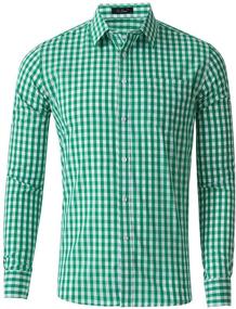 img 4 attached to Stay Stylish with XI PENG Checkered Gingham Sleeve Men's Clothing