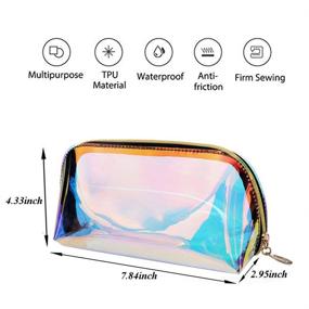 img 3 attached to 🌈 Holographic Iridescent Travel Toiletries Organizer - Wristlet Travel Accessories