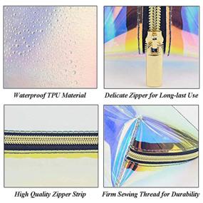 img 2 attached to 🌈 Holographic Iridescent Travel Toiletries Organizer - Wristlet Travel Accessories