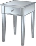 🌟 gold coast mirrored end table with drawer, silver / mirror by convenience concepts logo