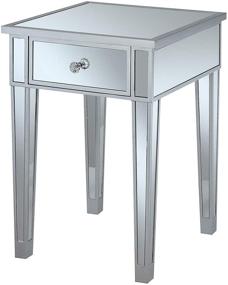 img 4 attached to 🌟 Gold Coast Mirrored End Table with Drawer, Silver / Mirror by Convenience Concepts