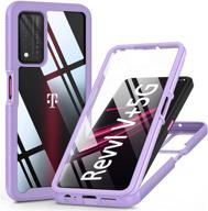 📱 t-mobile revvl v plus 5g case with built-in screen protector - full body rugged protection, girly purple, 6.82 inch 2021 logo