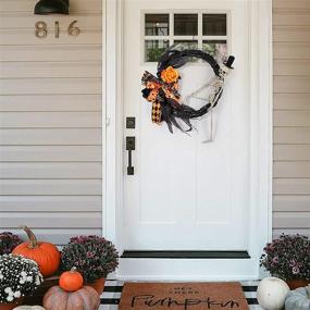 img 2 attached to 🎃 14 Inch Halloween Grapevine Wreath with Scary Skeleton, Artificial Roses, Leaves, and Bowknots - Front Door, Wall, Window Halloween Decoration