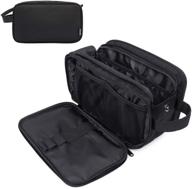 🧳 wandf large travel toiletry bag - wet separation pocket, full opening zippers, dopp kit shaving bag - black logo