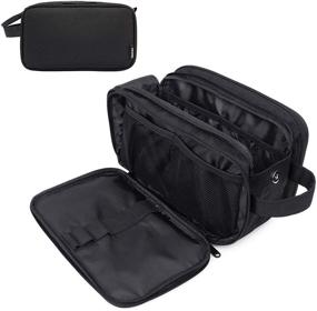 img 4 attached to 🧳 WANDF Large Travel Toiletry Bag - Wet Separation Pocket, Full Opening Zippers, Dopp Kit Shaving Bag - Black