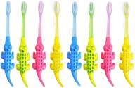 newrichbee 8 pack kids toothbrush: lovely toddler toothbrush 🦷 for 2-4 years old – yellow, pink, blue, and green logo