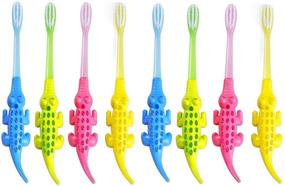 img 4 attached to Newrichbee 8 Pack Kids Toothbrush: Lovely Toddler Toothbrush 🦷 for 2-4 Years Old – Yellow, Pink, Blue, and Green